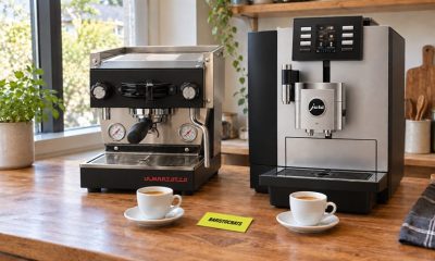 Koffiebar in een moderne kantooromgeving met zitplaatsen en collega's